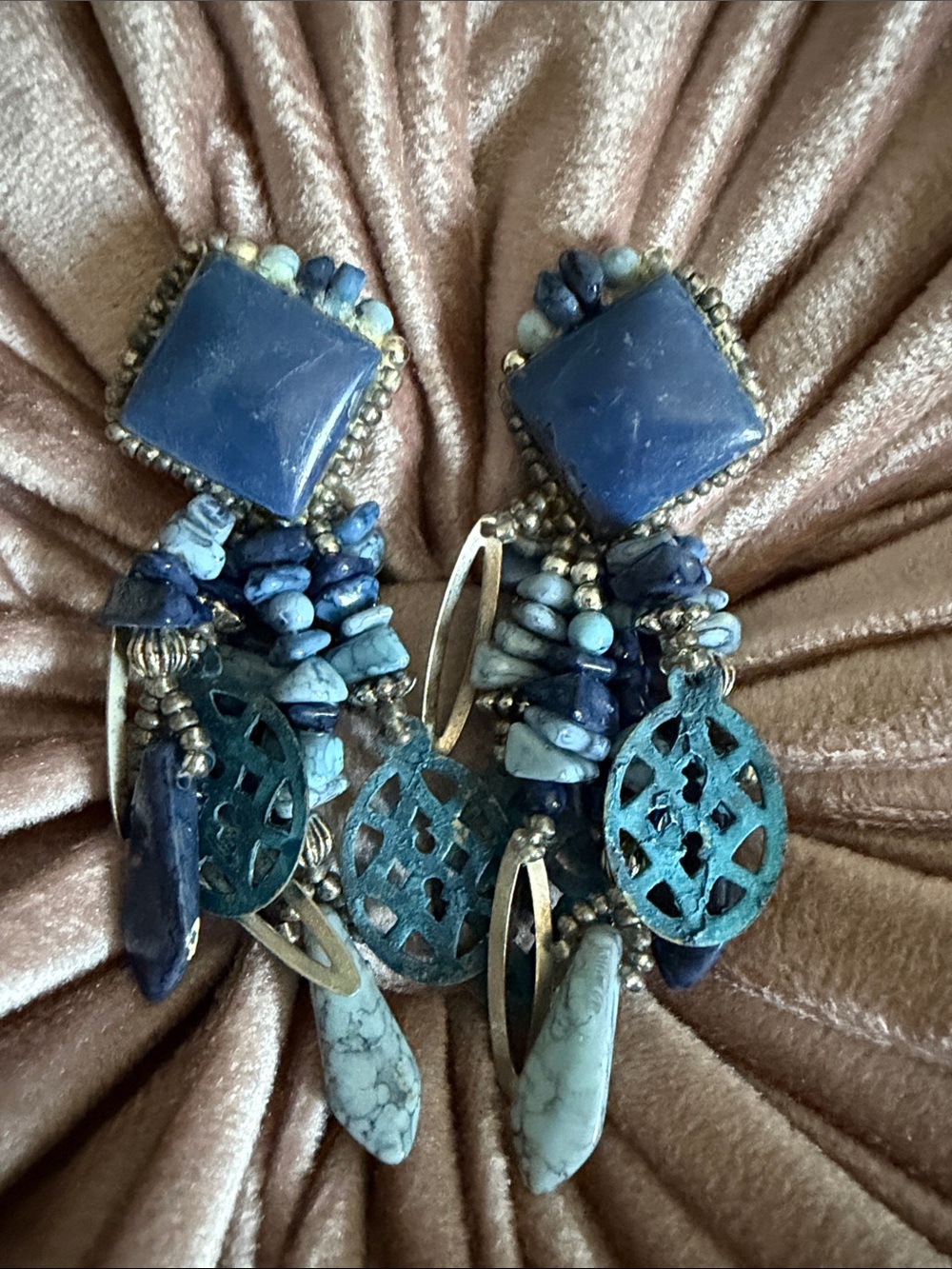 Source Unknown Blue & Turquoise Dangle Earrings